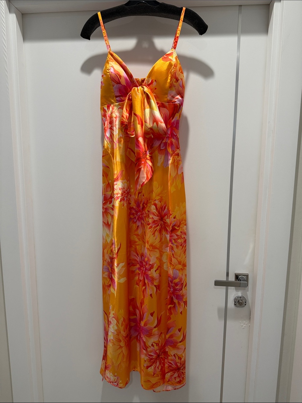 Boston Proper Yellow Floral Maxi Dress with Pink Accents